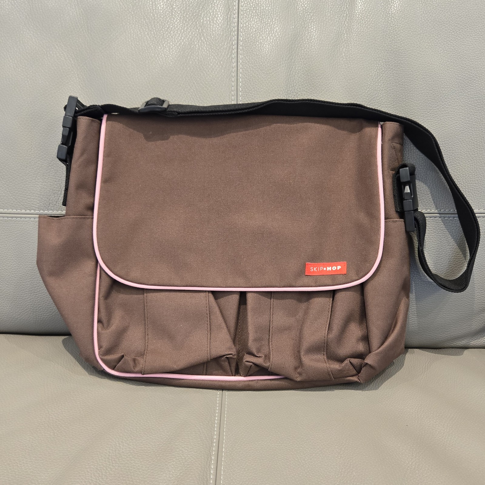 Skip Hop Diaper Bag Brown Adjustable Strap Stroller Straps Pockets Baby Gift