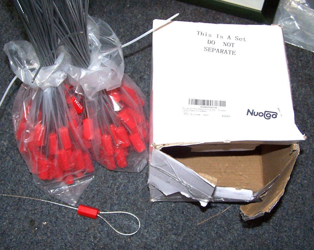 200 PCS Steel Security Cable Seals  Nuogo Tamper Proof Security Tags, Red Pull