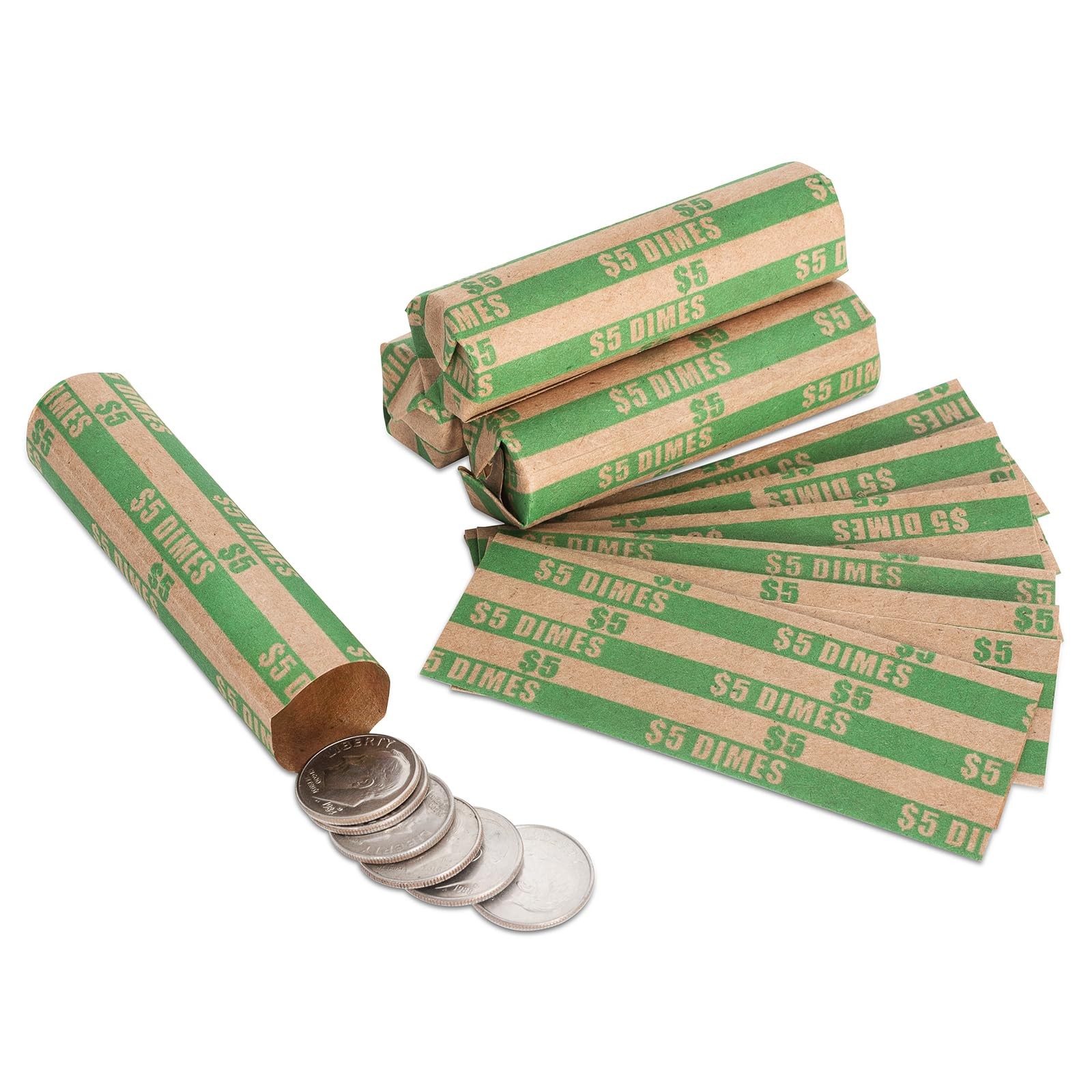 Sumerfnt Dime Coin Wrappers Dimes Only Flat Rolls 110 Green Dime-110pcs 
