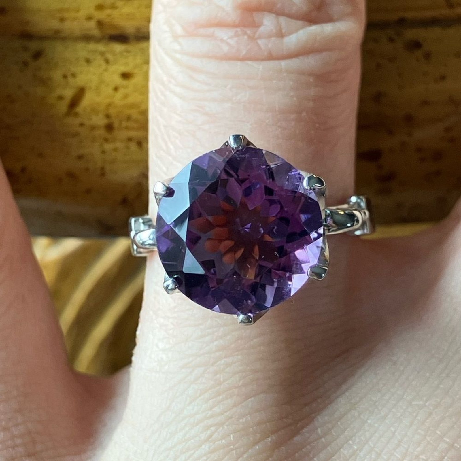 Brazilian Amethyst Sterling Silver Ring Size 8