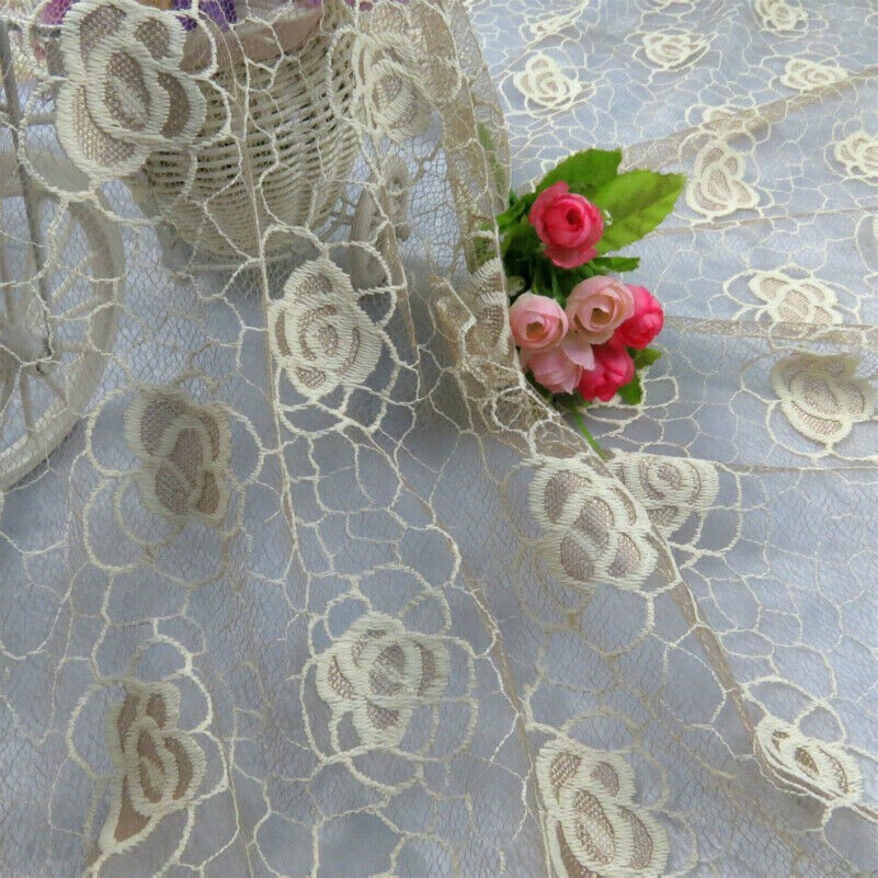 Lace Fabric Floral Mesh Thin Hollow Out Flower DIY Retro for Dress Costume