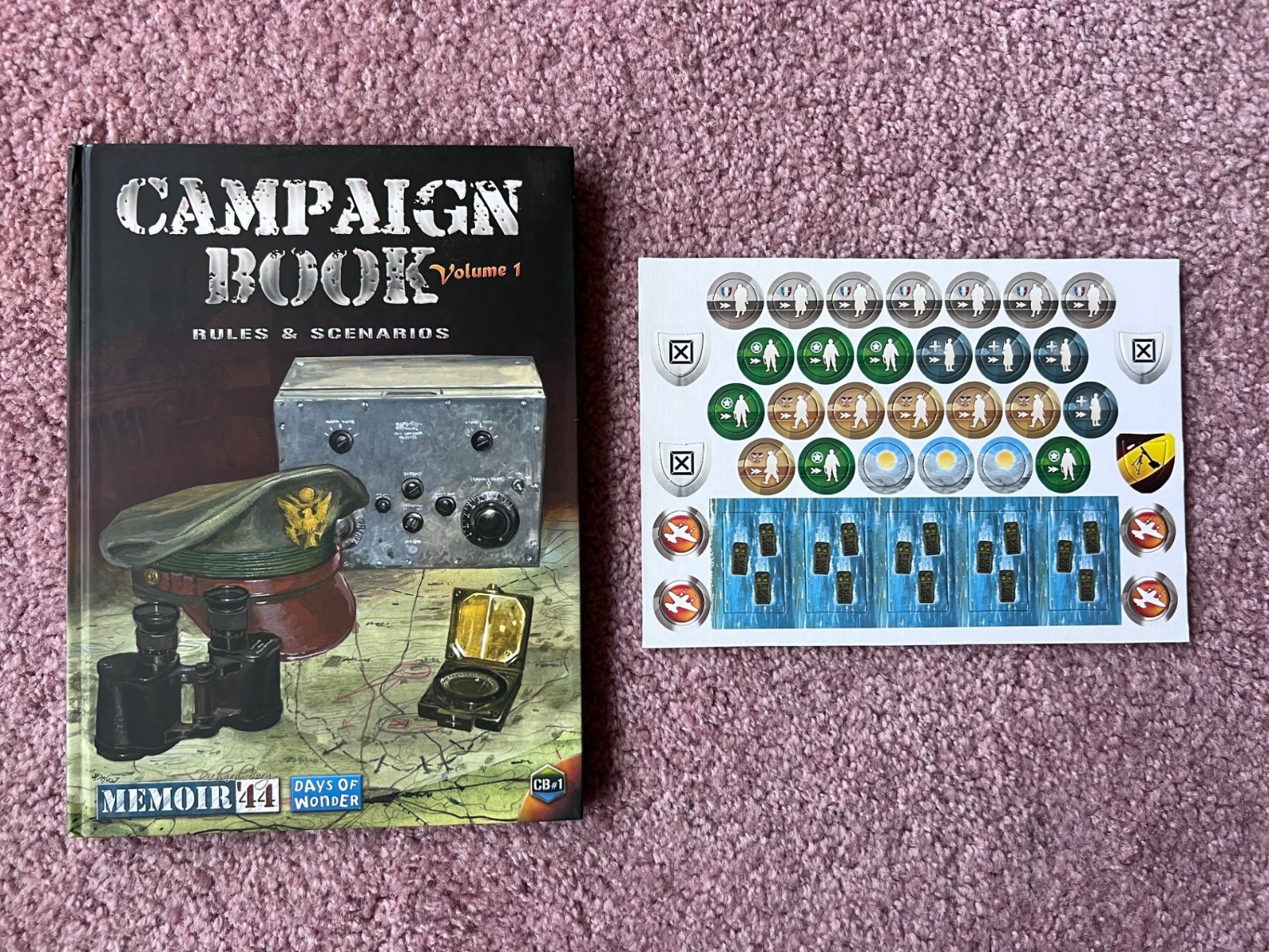 Memoir '44 Campaign Book Volume 1 complete w/counter sheet and card pack 2009