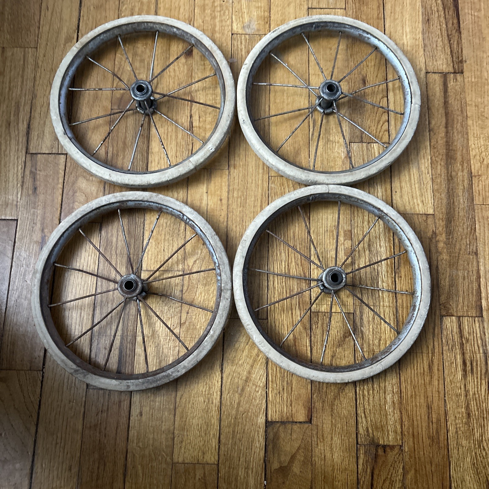 Vintage 10” Spoked Baby Carriage Buggy Wheels Lot of 4