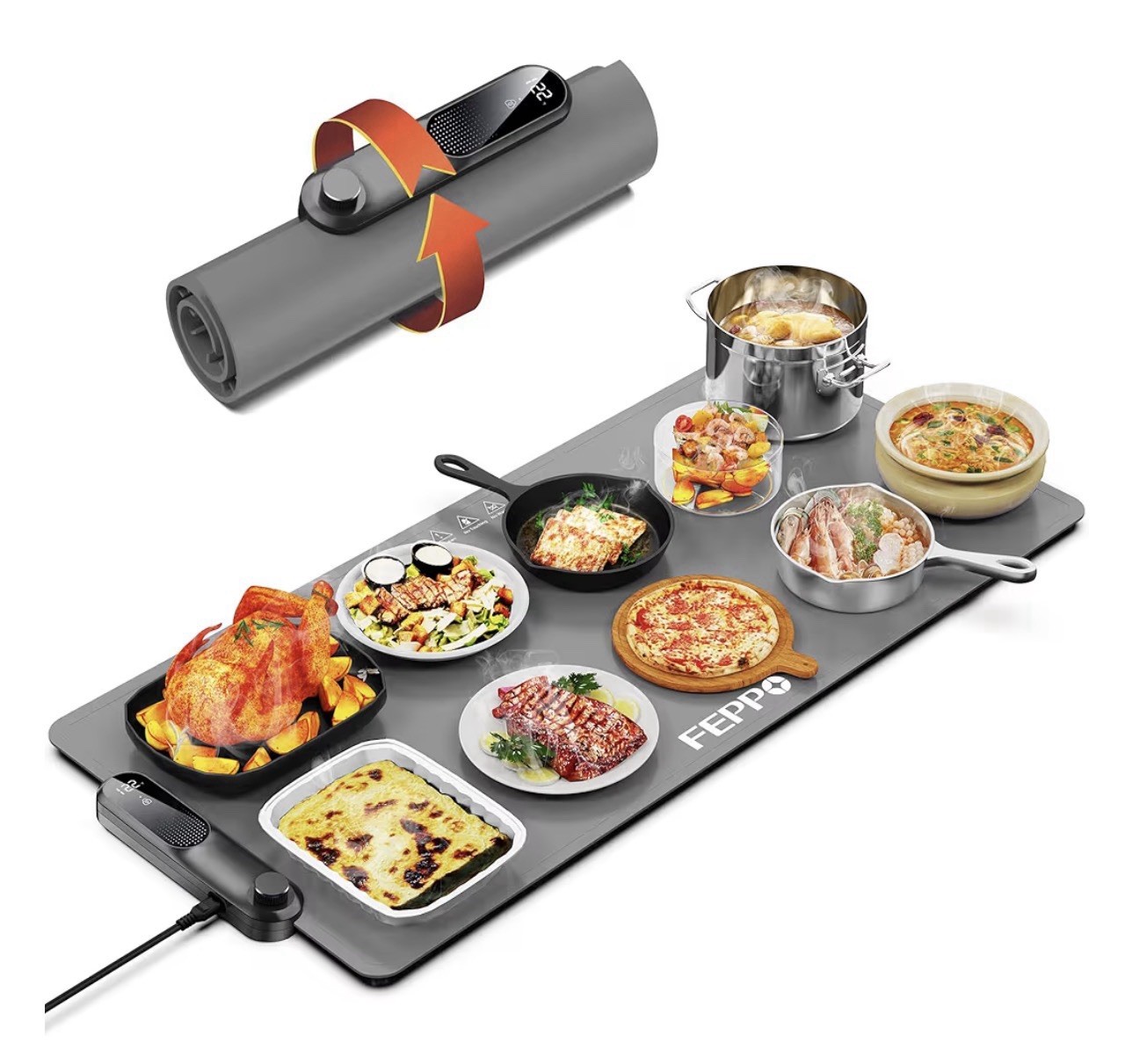 FEPPO Food Warming Mat, (XXL 35”x16”) Electric Warming Trays for Buffets Party,