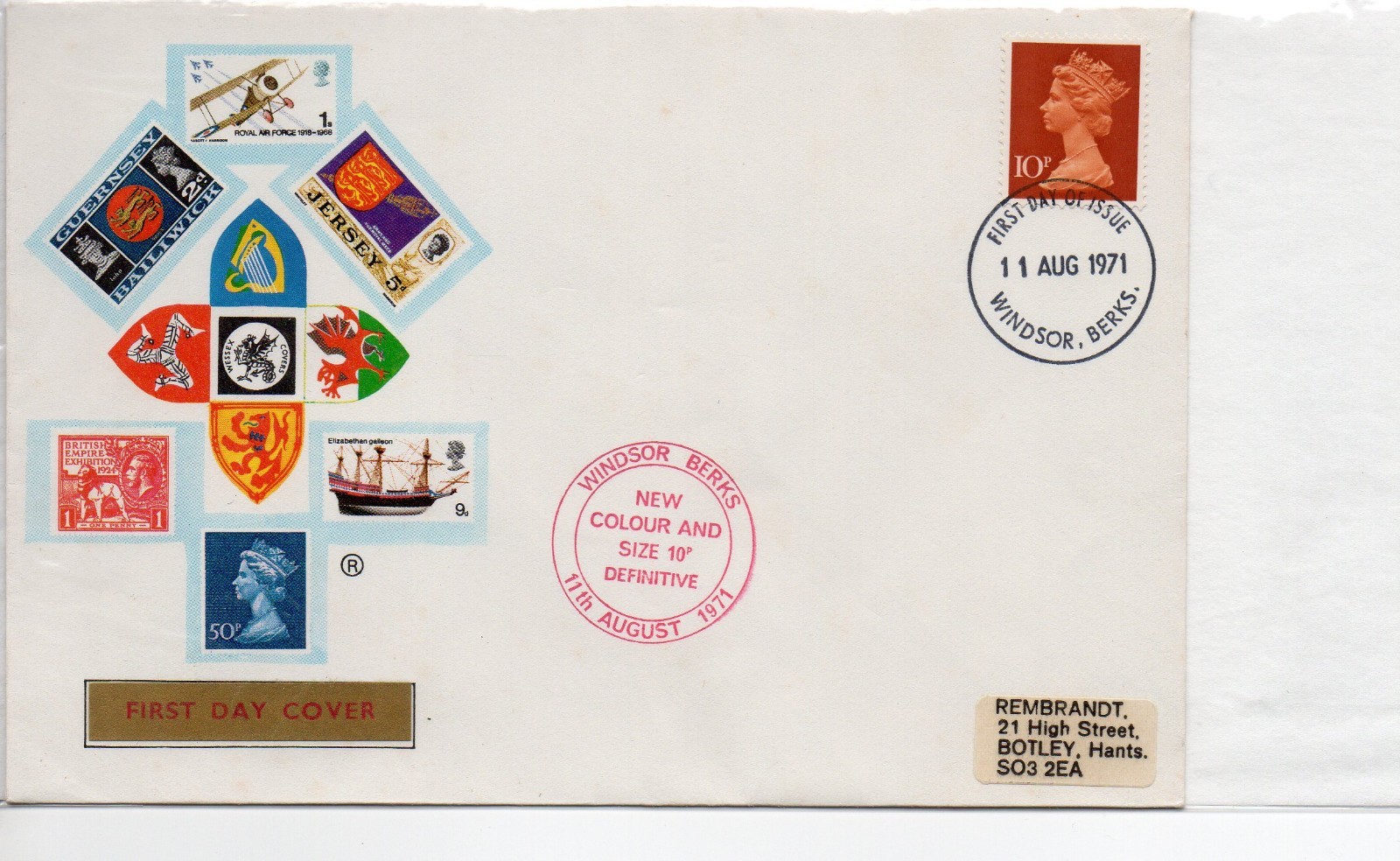 GB - First Day Cover (C 1 ) 1971 Machin - 1 value to 10p (A) -  pmk. Windsor