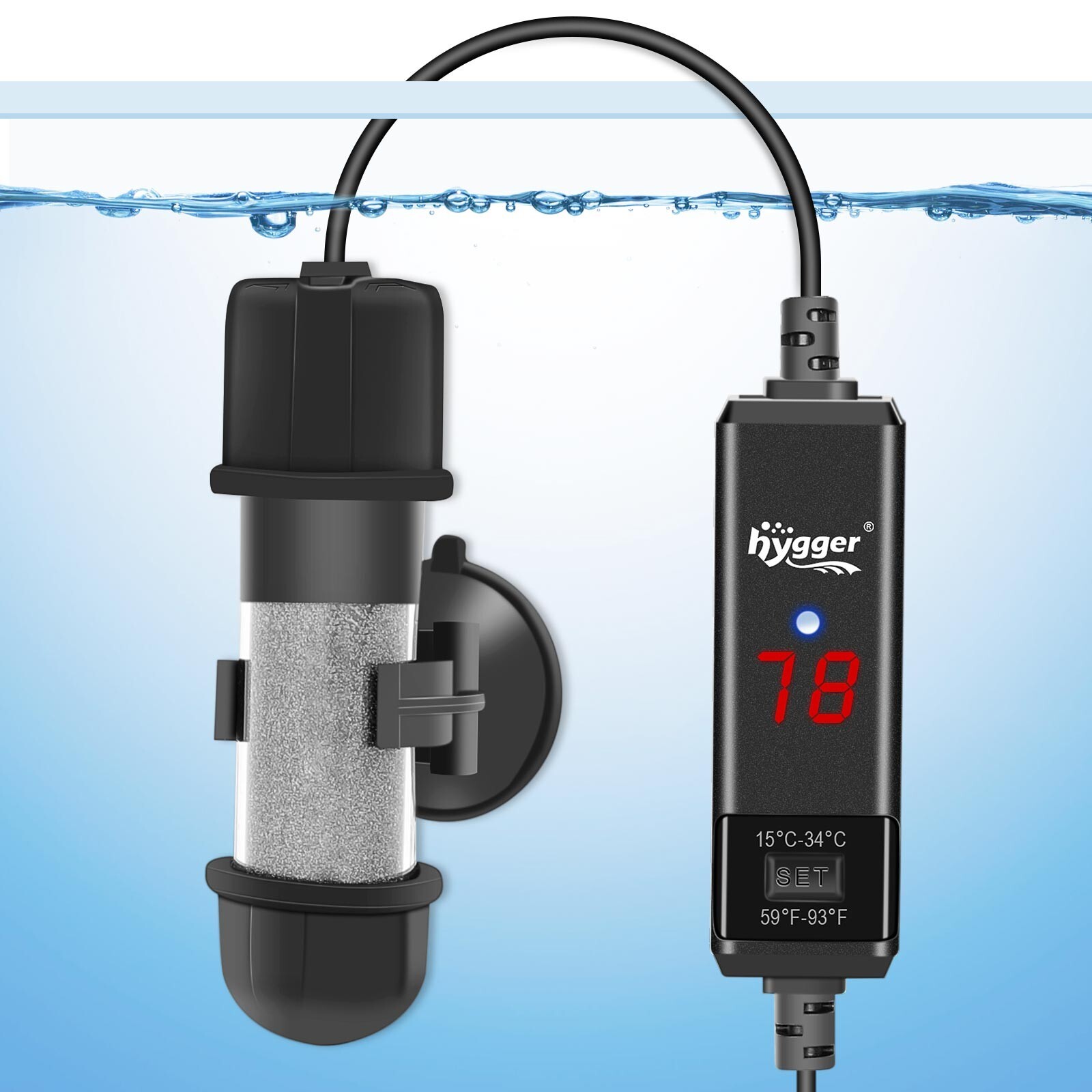 hygger Mini Submersible Betta Heater 1-26 Gal Aquarium LED Digital Auto Shut-off