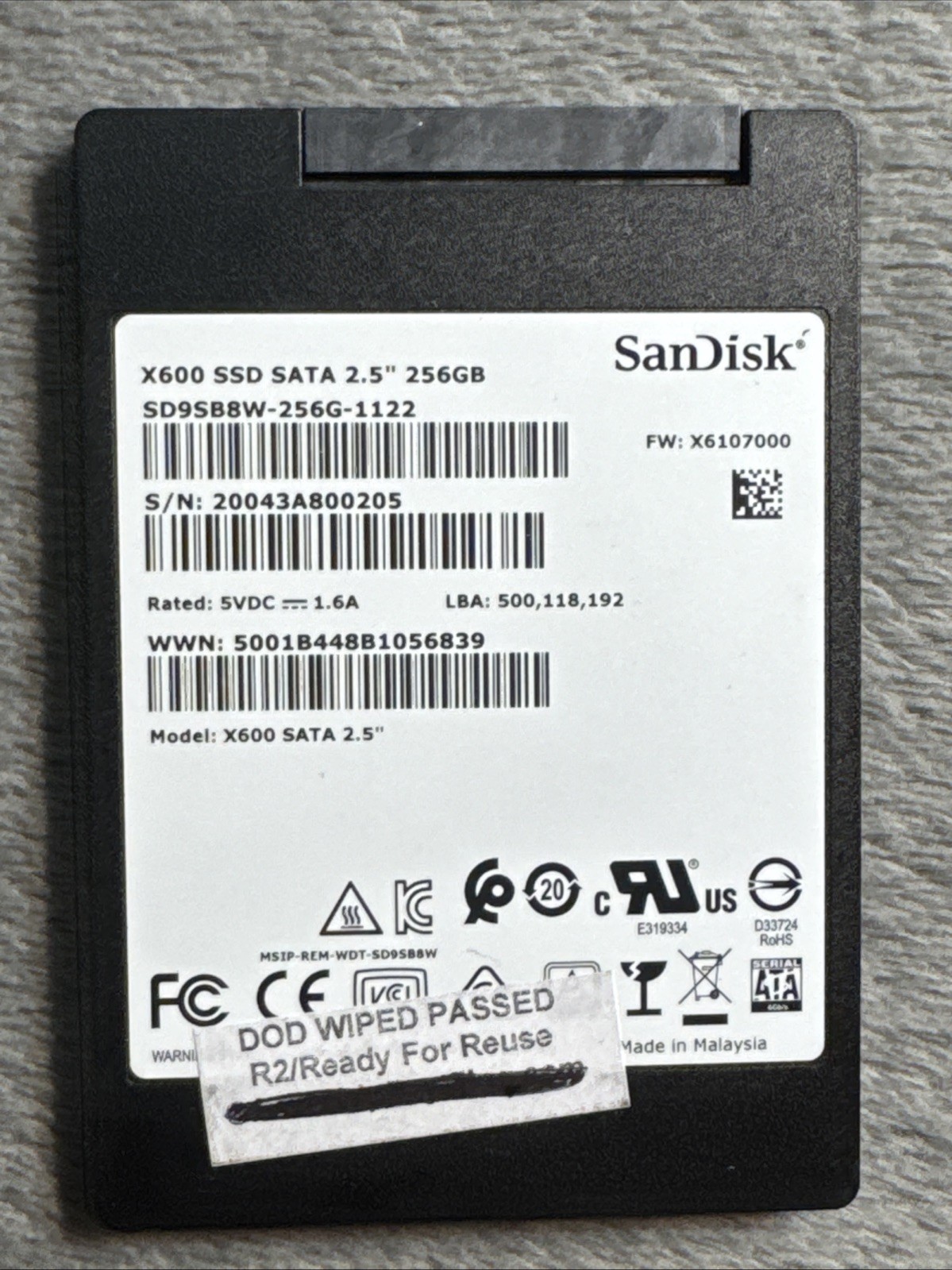 Lot of 28 SanDisk X600 256GB SATA SSD 2.5" SD9SB8W-256G-1122 Solid State Drive