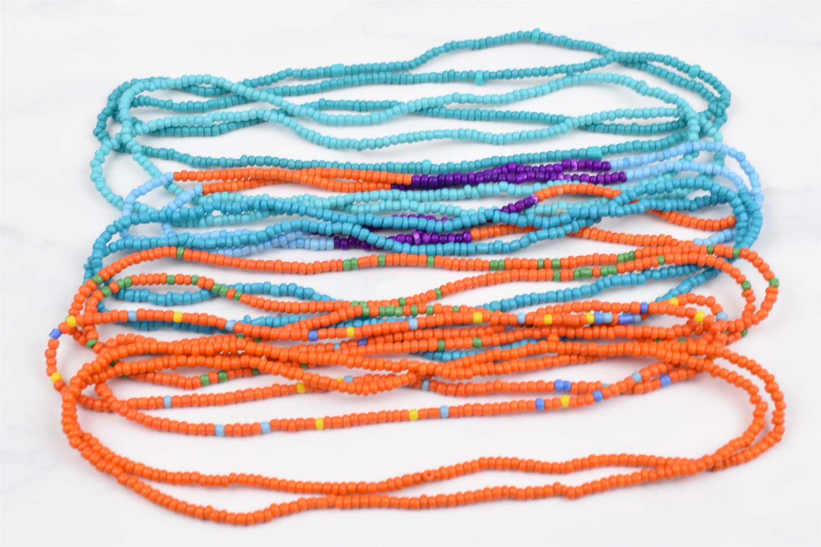 Handmade Studio Endless 7-Strand Micro Bead Necklace Wrap Bracelet Turq Coral