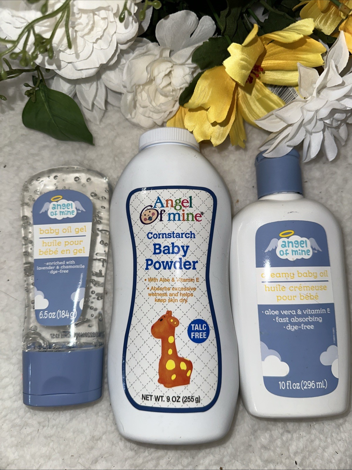 Baby Powder Talc Free Angel Of Mine Creamy baby Oil Gel Cornstarch Lot Of 3