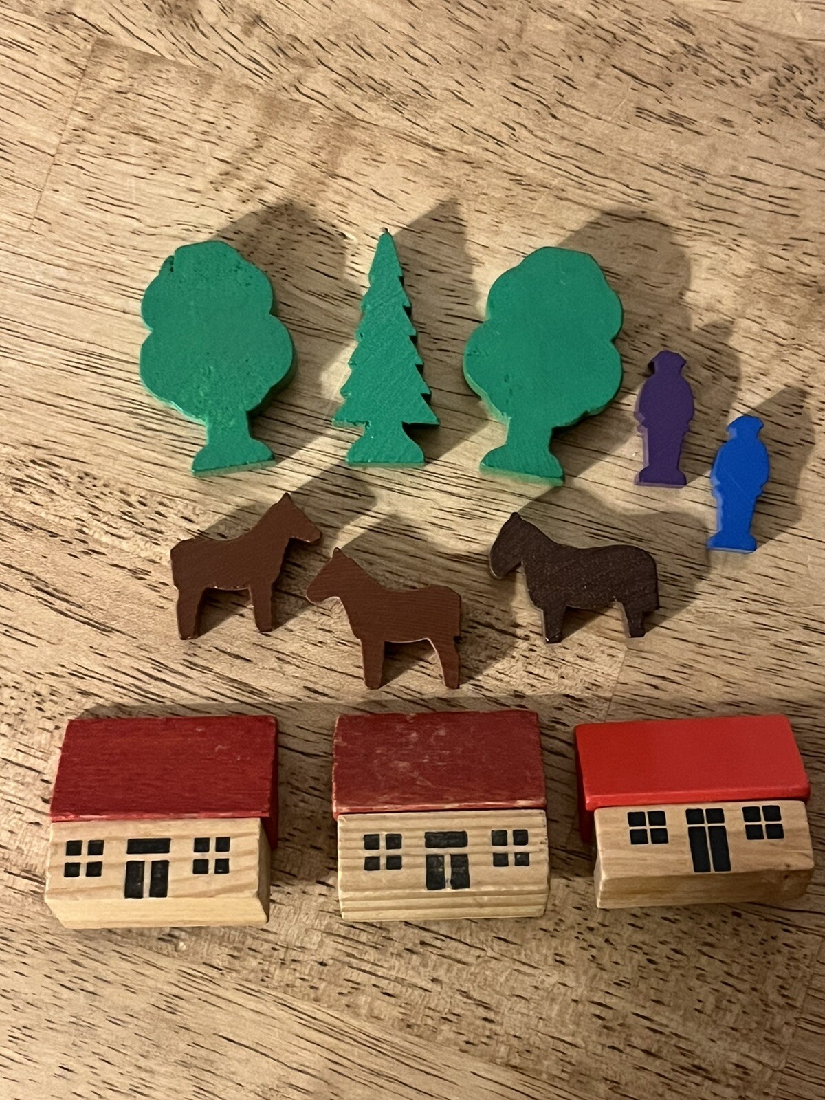 Vintage German Erzebirge Wood Figures: Trees, Animals, Houses, People