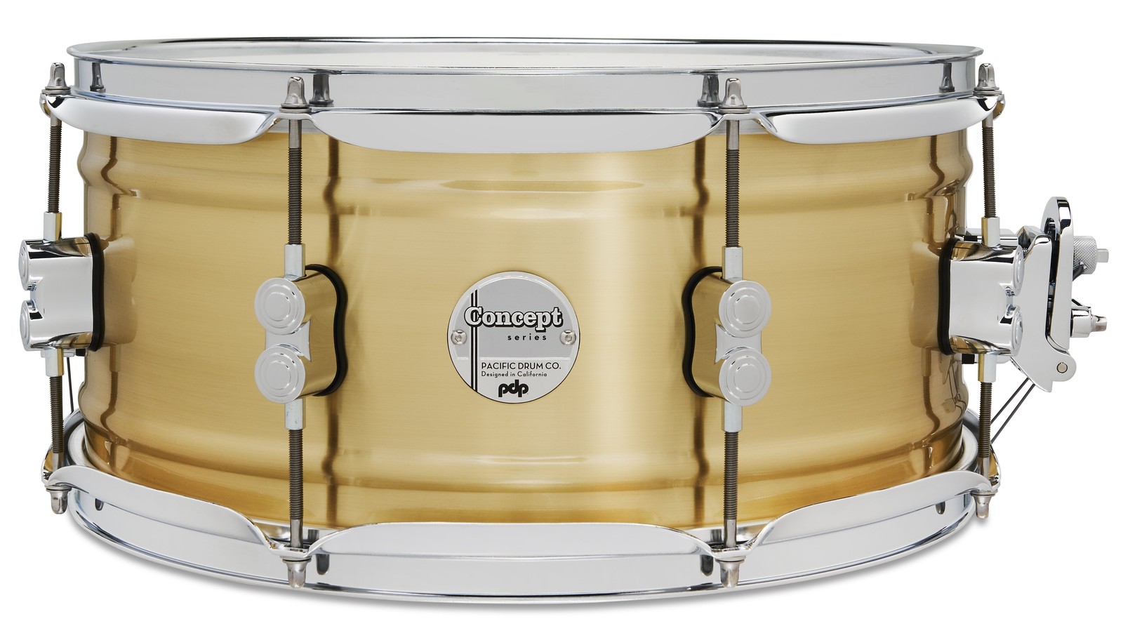 PDP PDSN6514NBBC Concept Series 6.5x14" Snare Drum – Brushed Brass Shell