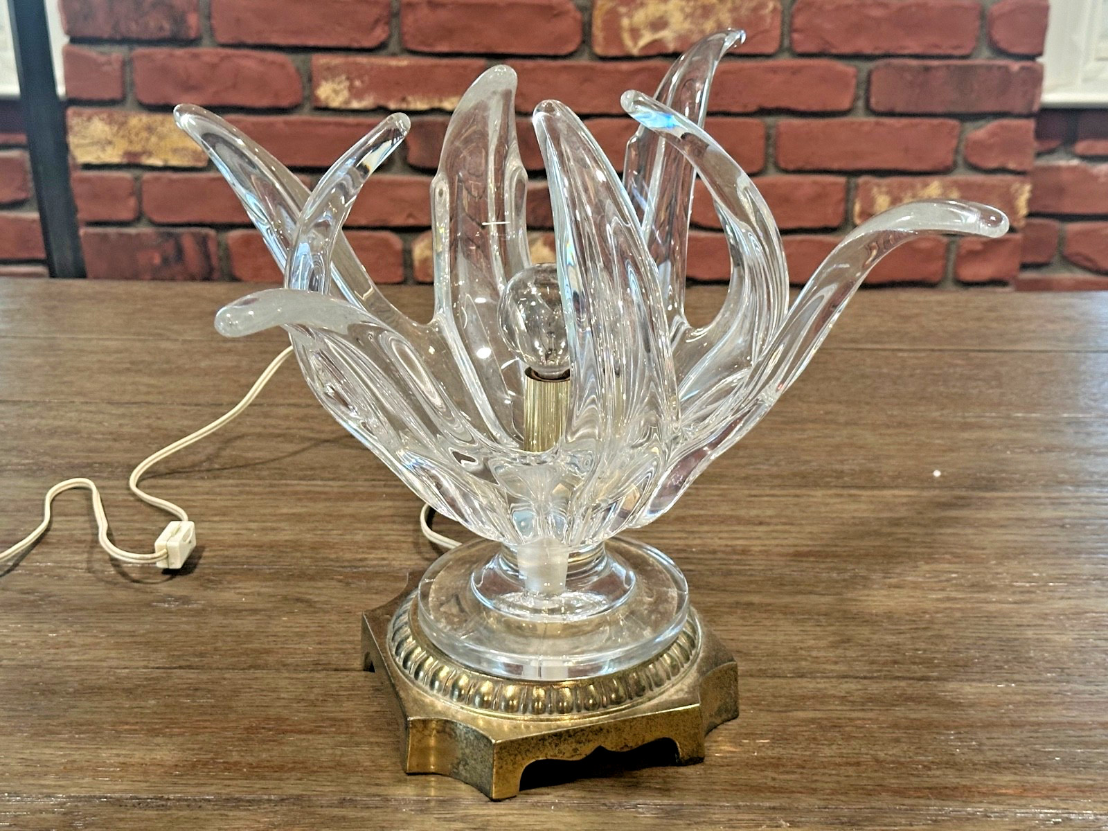 Vintage French Art Glass Splash Starburst Crystal Lamp Cofrac Art Vannes MCM 17"