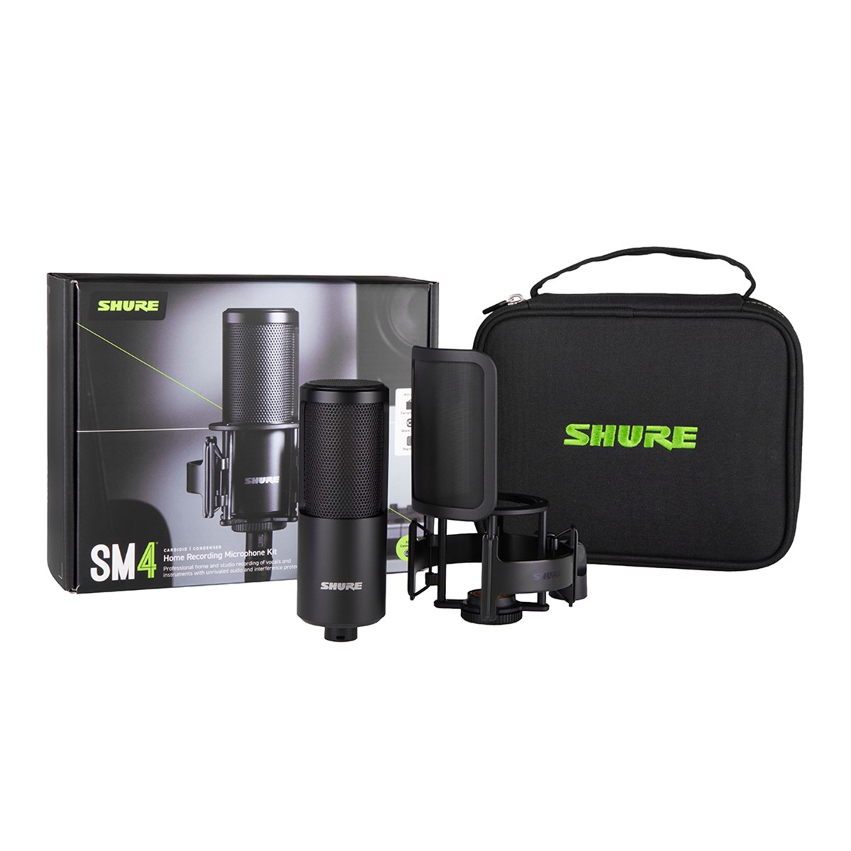 Shure SM4 Large-Diaphragm Condenser Recording Microphone Kit, Black