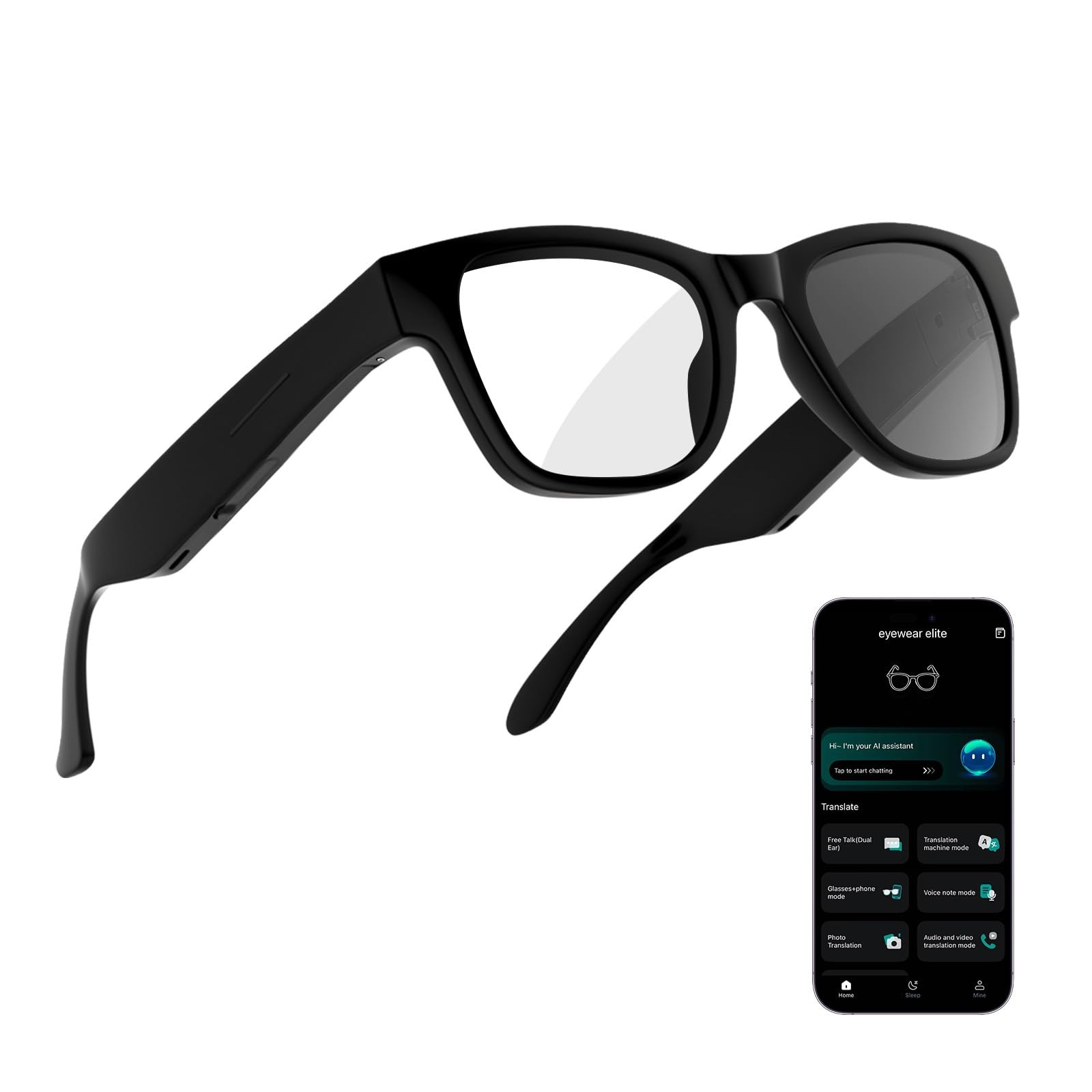 AI Smart Glasses with ChatGPT – Bluetooth, Real-Time Translation, Music & Han...