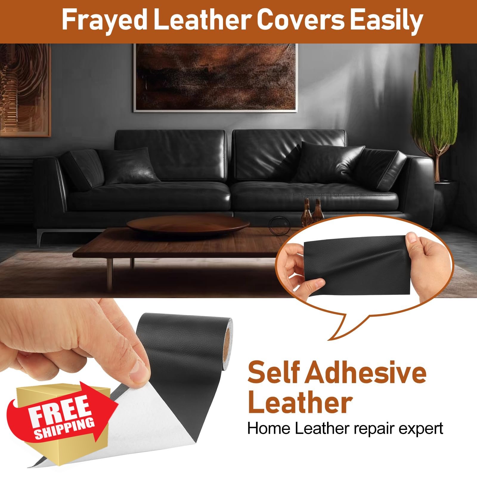 ILFYCOTO Leather Repair Patch Kit, Dark Brown, 4x70 Inch