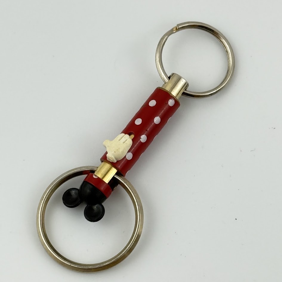 Disney Mickey Minnie Mouse Ears Glove Keychain Metal Fob Key Ring
