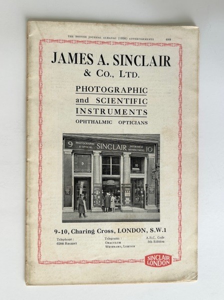 James A. Sinclair Photographic & Scientific Instruments Catalog 1930