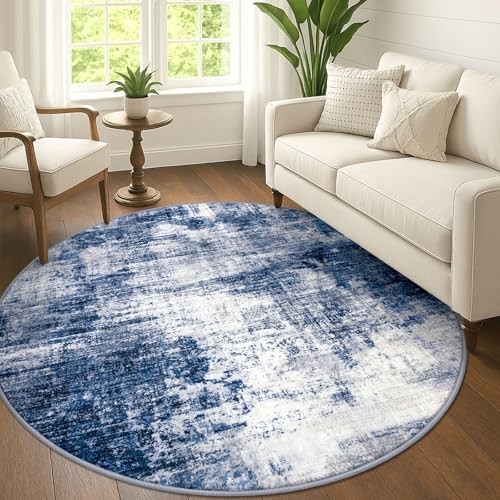  Abstract Round Area Rug 6 Ft Washable Circle Rugs Large Round Rug Non Slip 