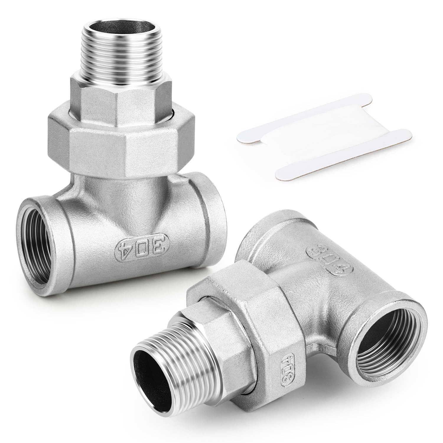 TAISHER 2PCS 304 Stainless 3/4" FNPT x MNPT x FNPT(Tee), Silver 