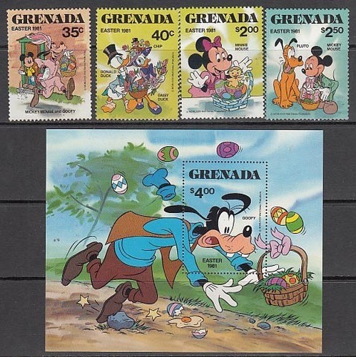 Grenada - Mail 1981 Yvert 960/3+H.91 ** MNH Walt Disney