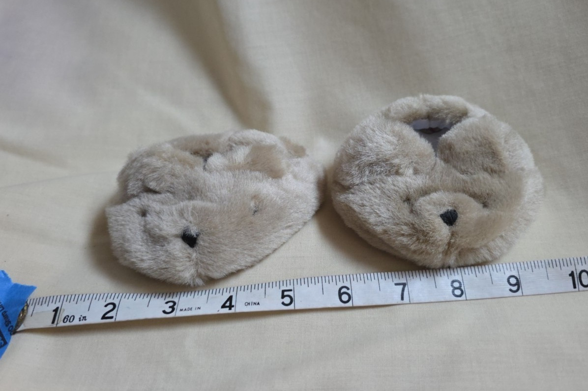Build A Bear Slipper Brown/Tan Bear  - Sewn eyes and nose - Preowned