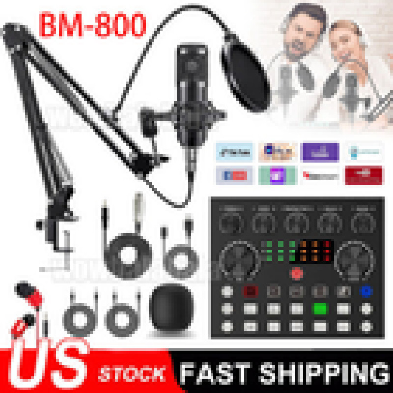 BM-800 Podcast Equipment Bundle Home Studio Recording Kit Music Mixer Headphones