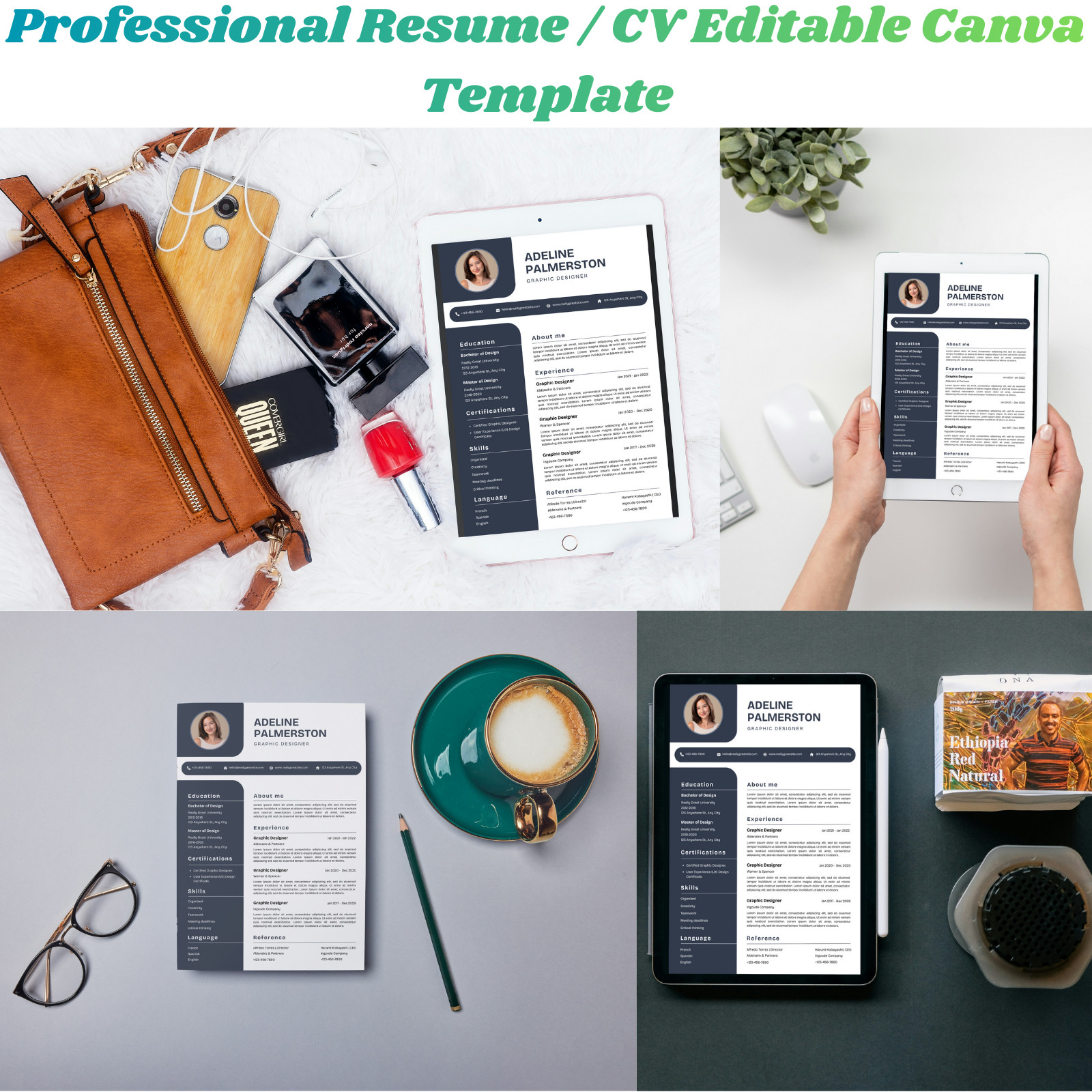 Professional CV Template | Editable in Canva | Instant Digital Download