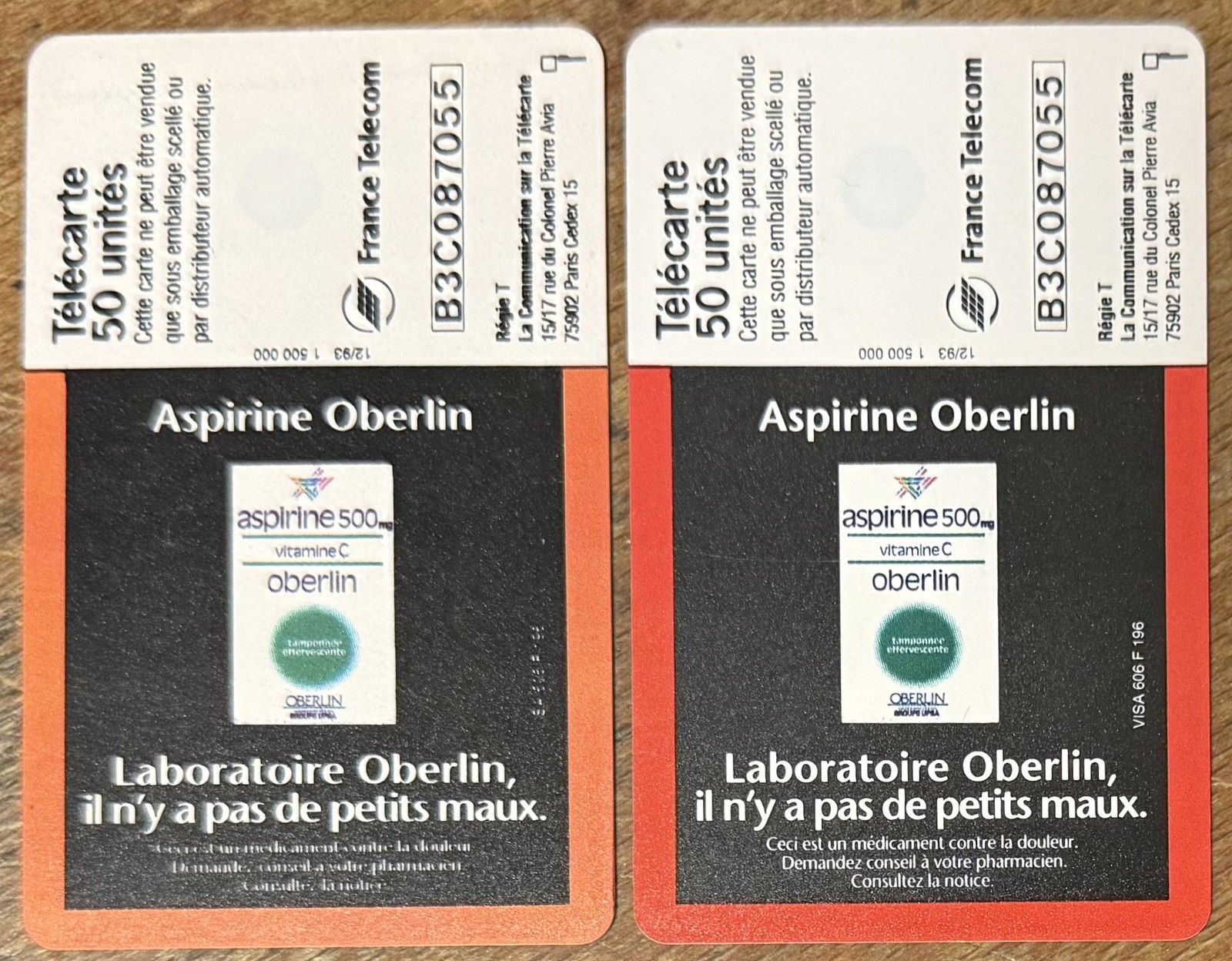 OBERLIN RED WITHOUT CHIP TELECARD REF PHONECOTE F452 DUMMY PHONECARD CARDA