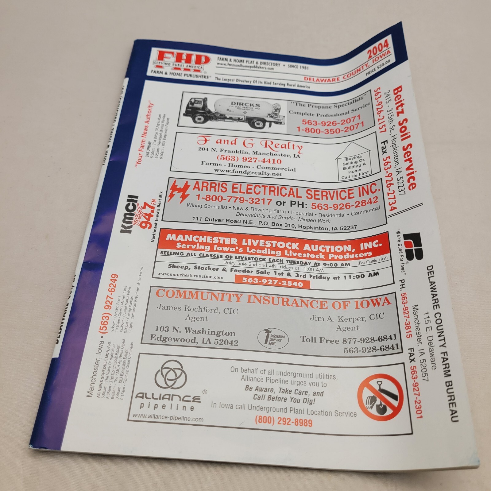 2004 Delaware County Iowa Farm Home Directory Plat Book Manchester Dyersville IA