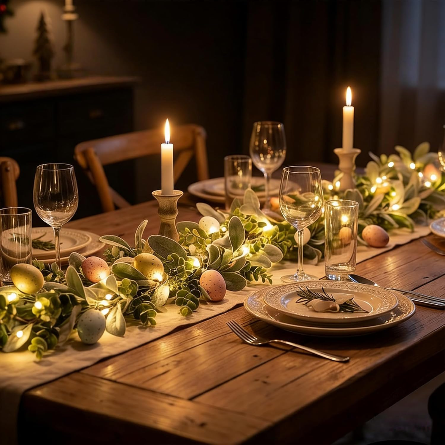 6FT Easter Egg Garlands with Lights for Mantle Artificial Colorful Spring Floral