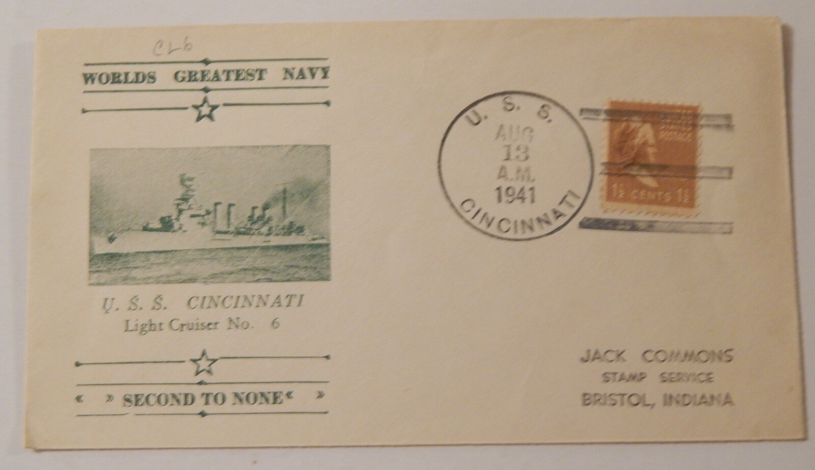 USS Cincinnati (CL 6) August 13 1941