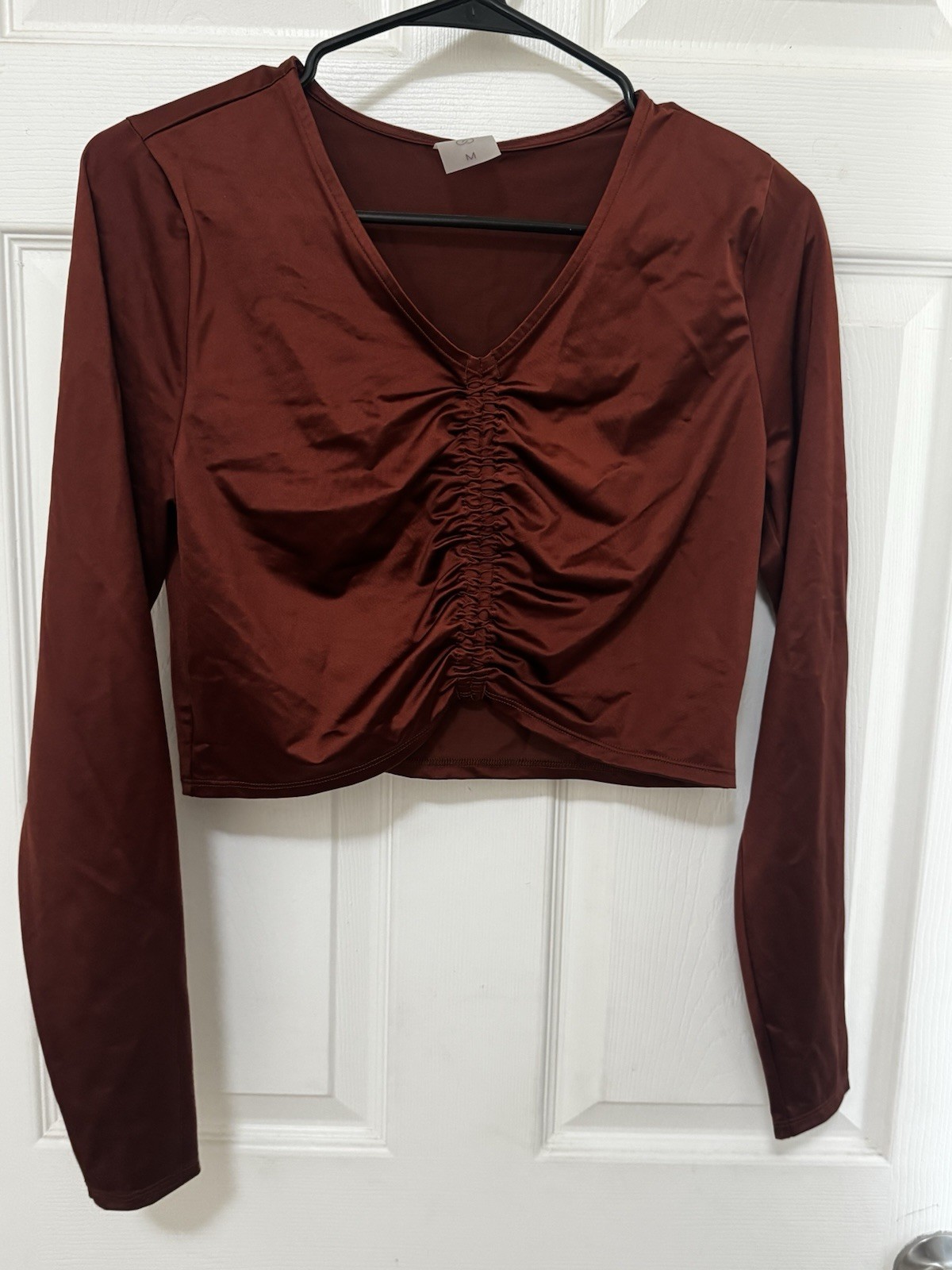 CALIA LS Ruched Rashguard Red Brown Shine Medium UPF 50+ Odor Control