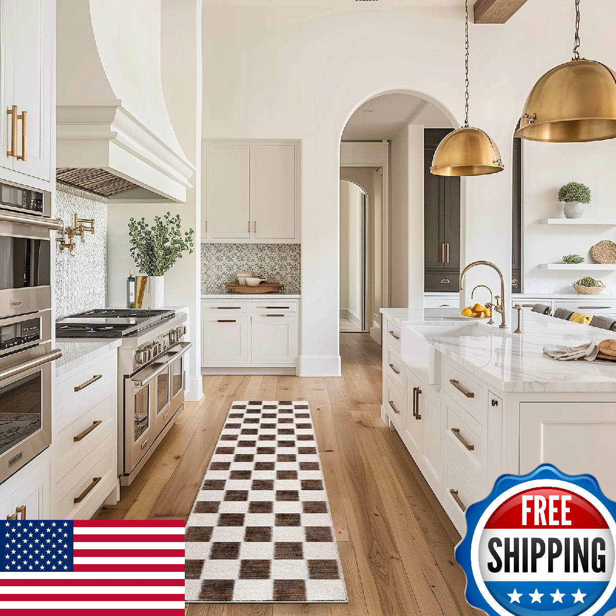 EVERGRACE Checkered Plaid Area Rug 2x8 Soft Faux Wool Washable Anti-Skid