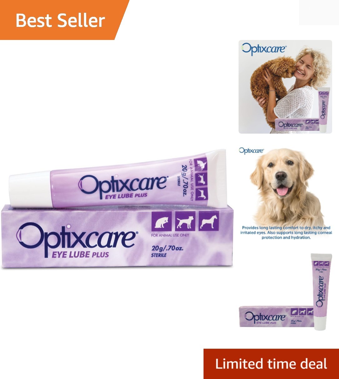 Veterinarian-Approved Eye Lube Plus for Dogs - Sterile Eye Drops, 0.8oz