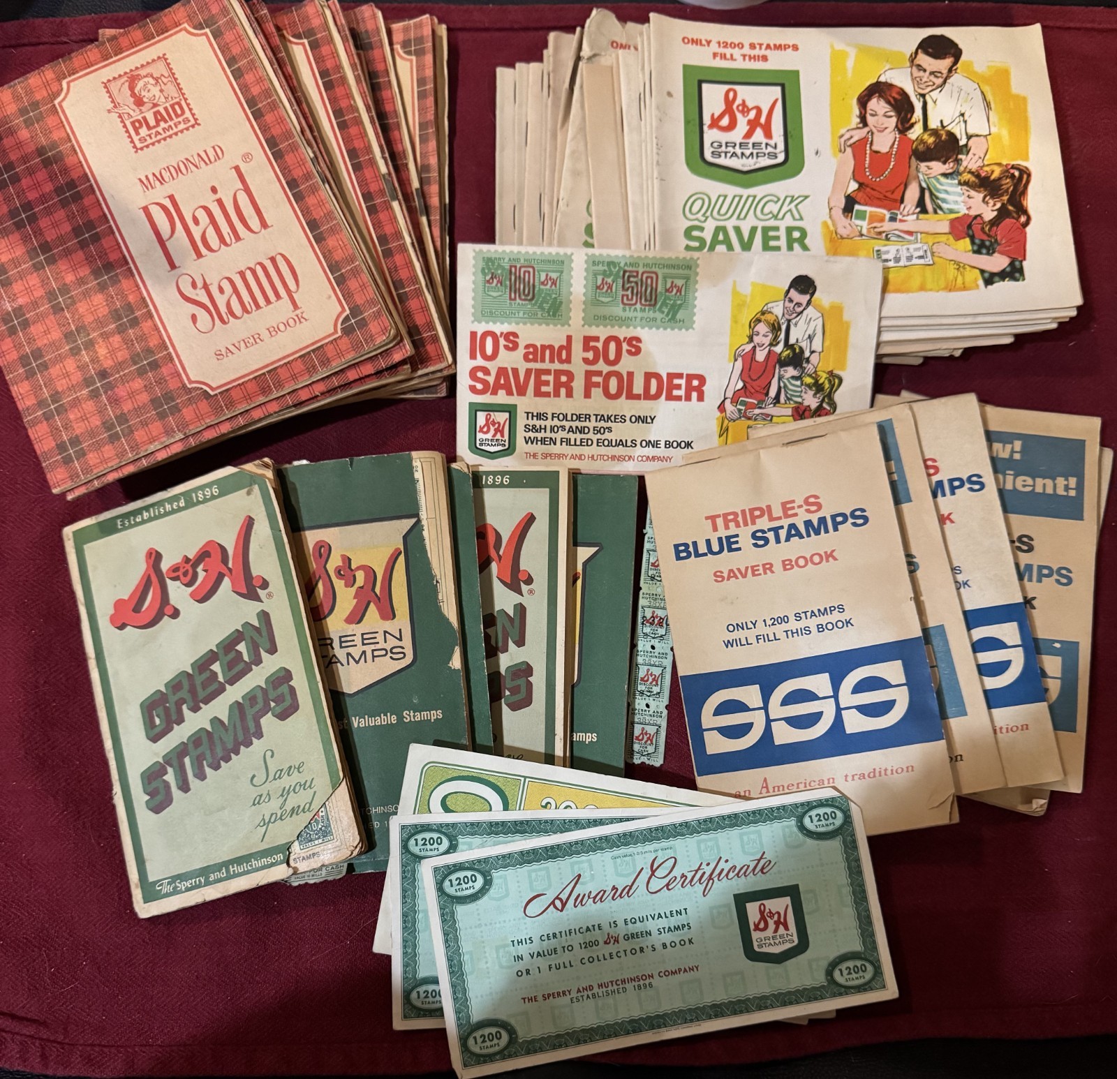 Plaid Stamp Saver Book S&H Green Stamp Books Blue stamps - Vintage