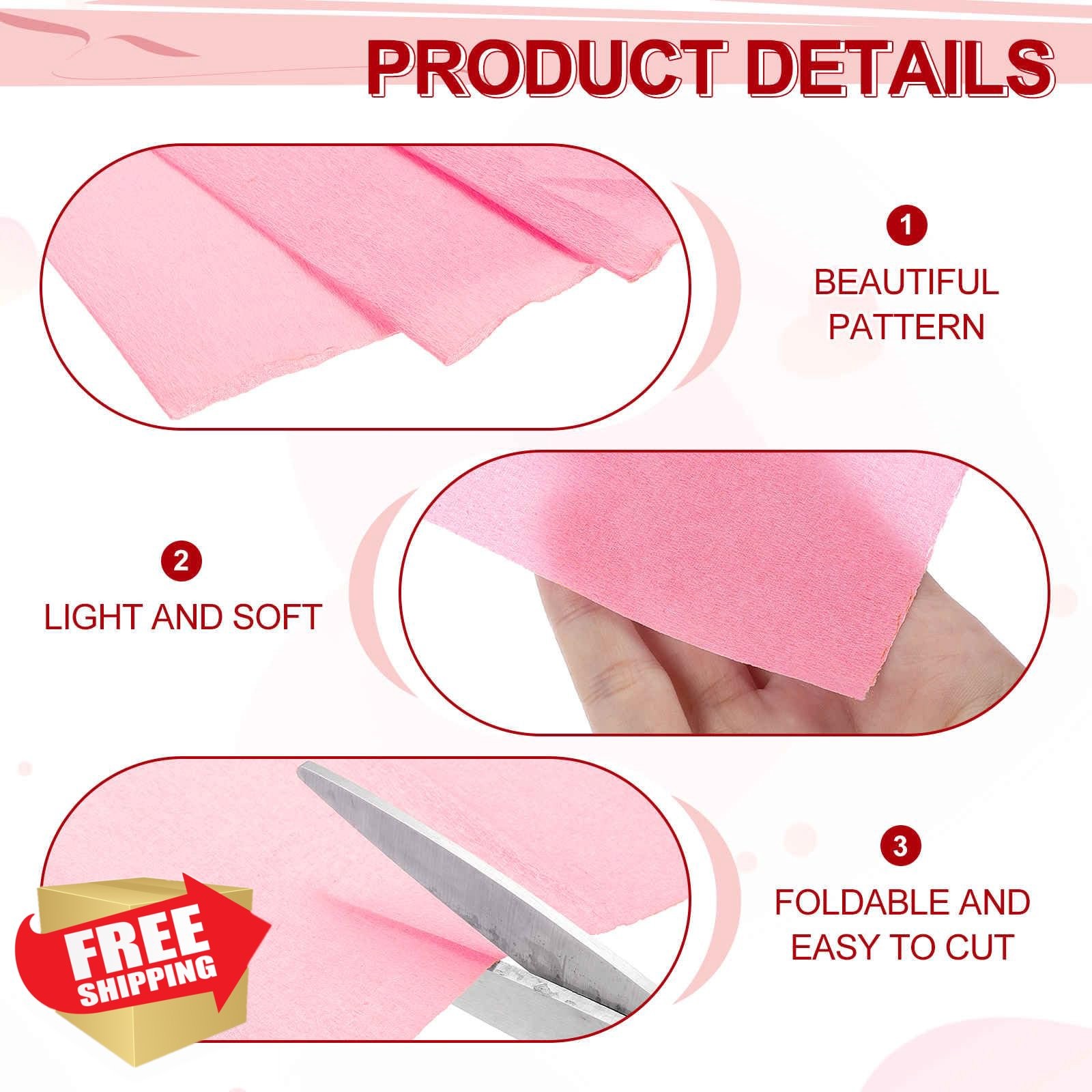 MECCANIXITY Crepe Paper Roll 20"x3.3ft Pink Festival Decor