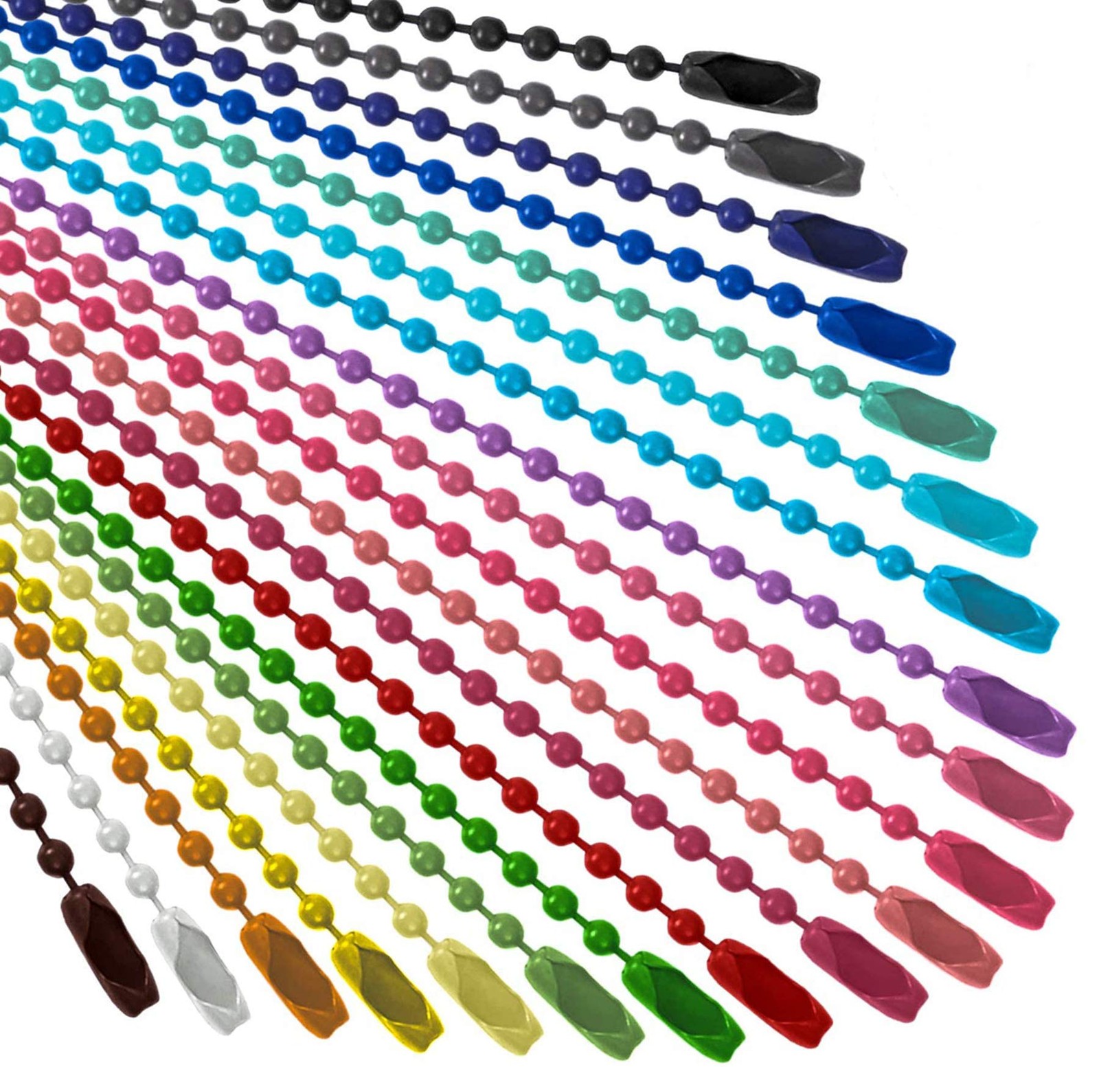 SANNIX 100Pcs Ball Beads Chain, 2.4mm beads, 12cm/4.72" long, Mixed Color 