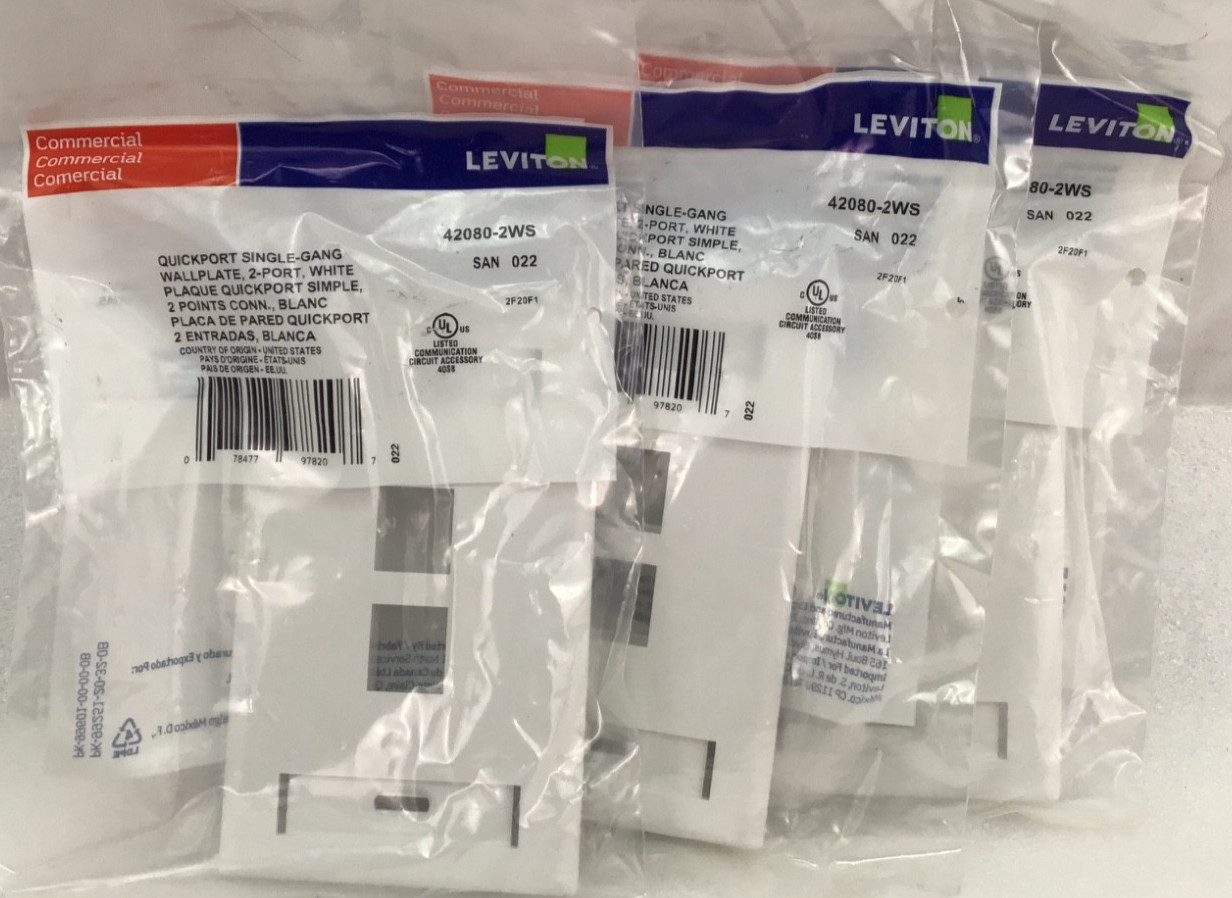 Lot of 3 Leviton 42080-2WS O22  Wall Plates QUICKPORT WHITE WALLPLATE COMMERCIAL