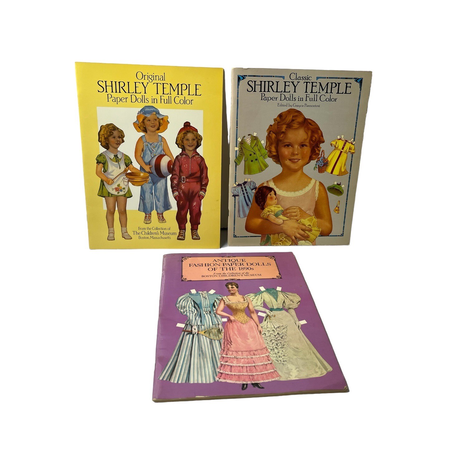 Lot of 3 Paper Doll Books Shirley Temple Antique Fashion Dolls of The 1890's