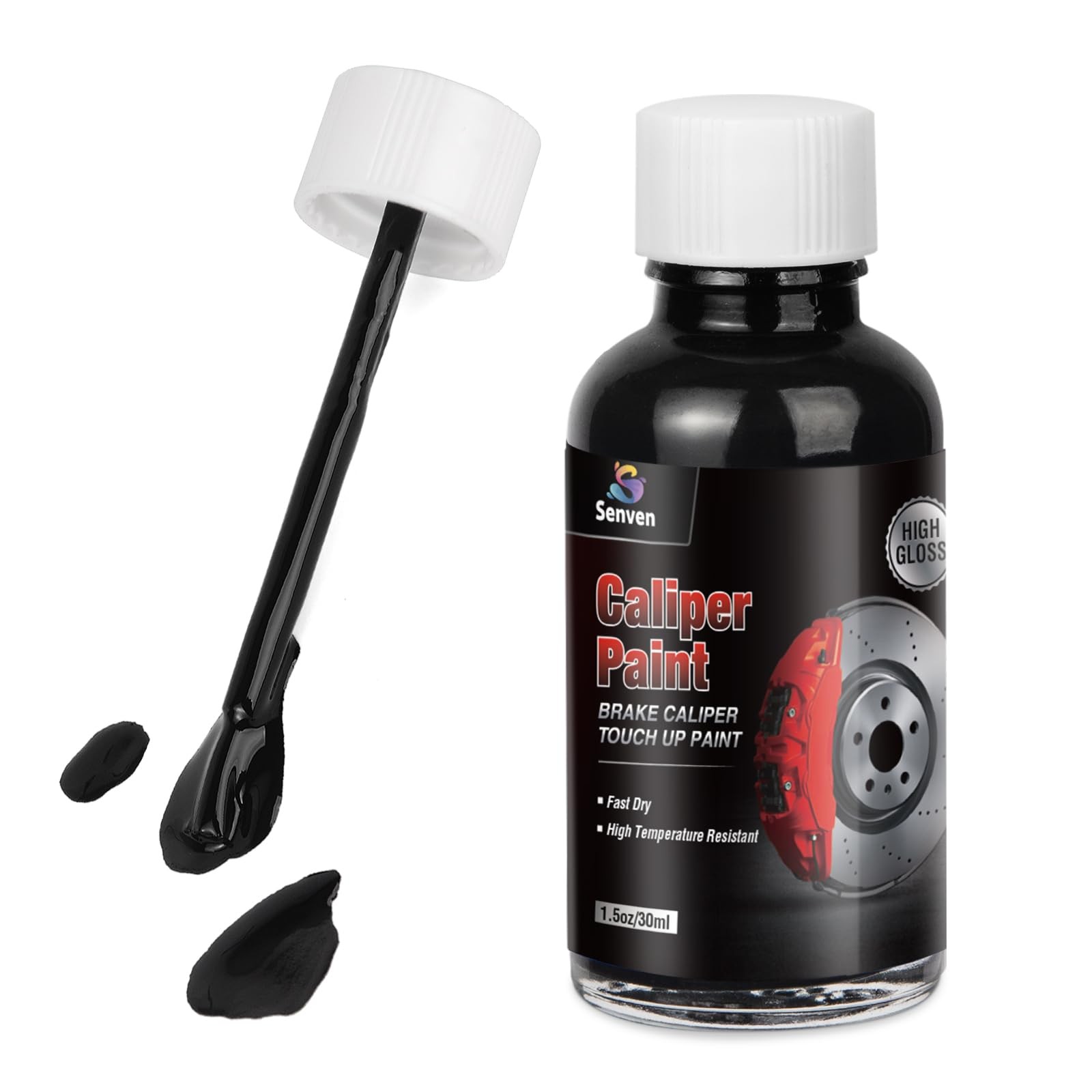 High-Temperature Black Caliper Paint for Brake Touch-Ups, 1.5oz