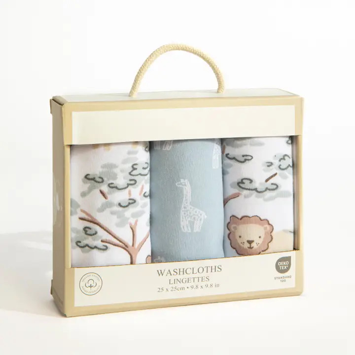 3 Pack Wash cloths - Wild Safari