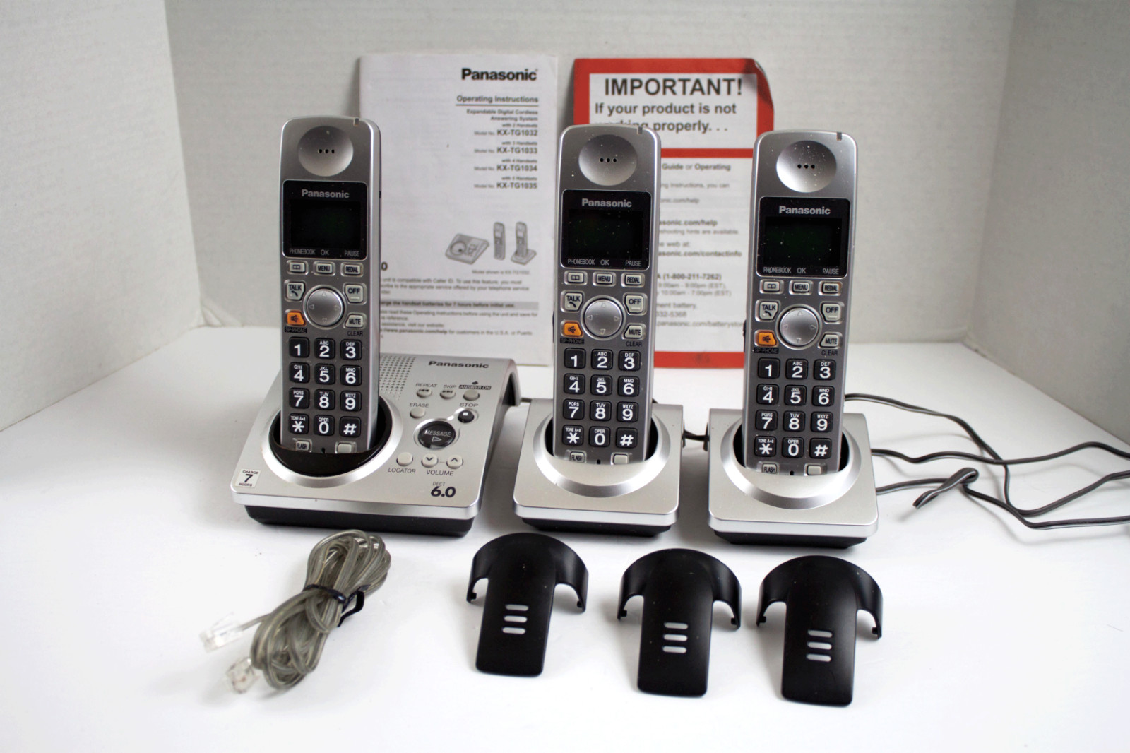 Panasonic KX-TG1033S Phone System in Silver - 3 Handsets