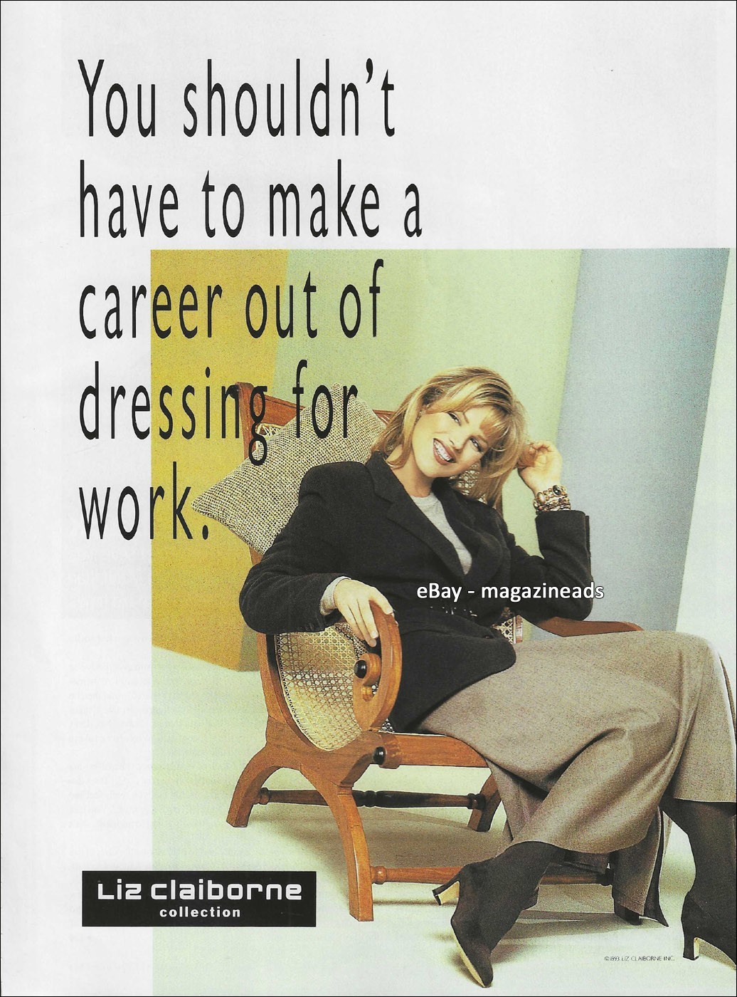 vintage LIZ CLAIBORNE 1-Page PRINT AD Fall 1993 EVA HERZIGOVA pretty blonde