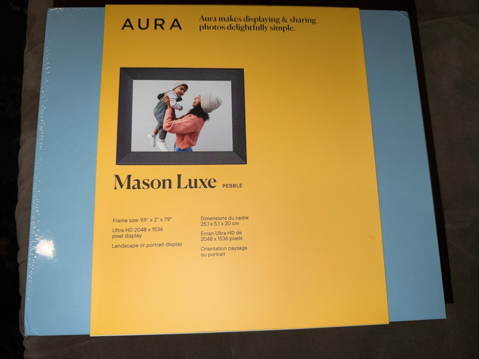 Aura Mason Luxe Digital Photo Frame Pebble Ultra HD Display 9.9 Inch