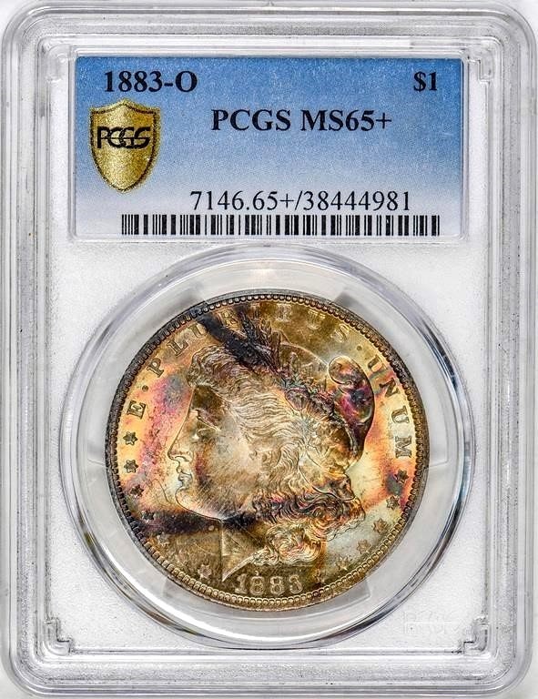 1883o PCGS MS65+   FANTASTIC End of Roll - Unusual Toned Morgan Silver Dollar FF