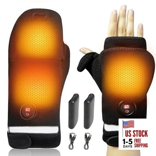 Heated Gloves for Women Men, 5V 5000mAh Rechargeable Battery Full & X-Large