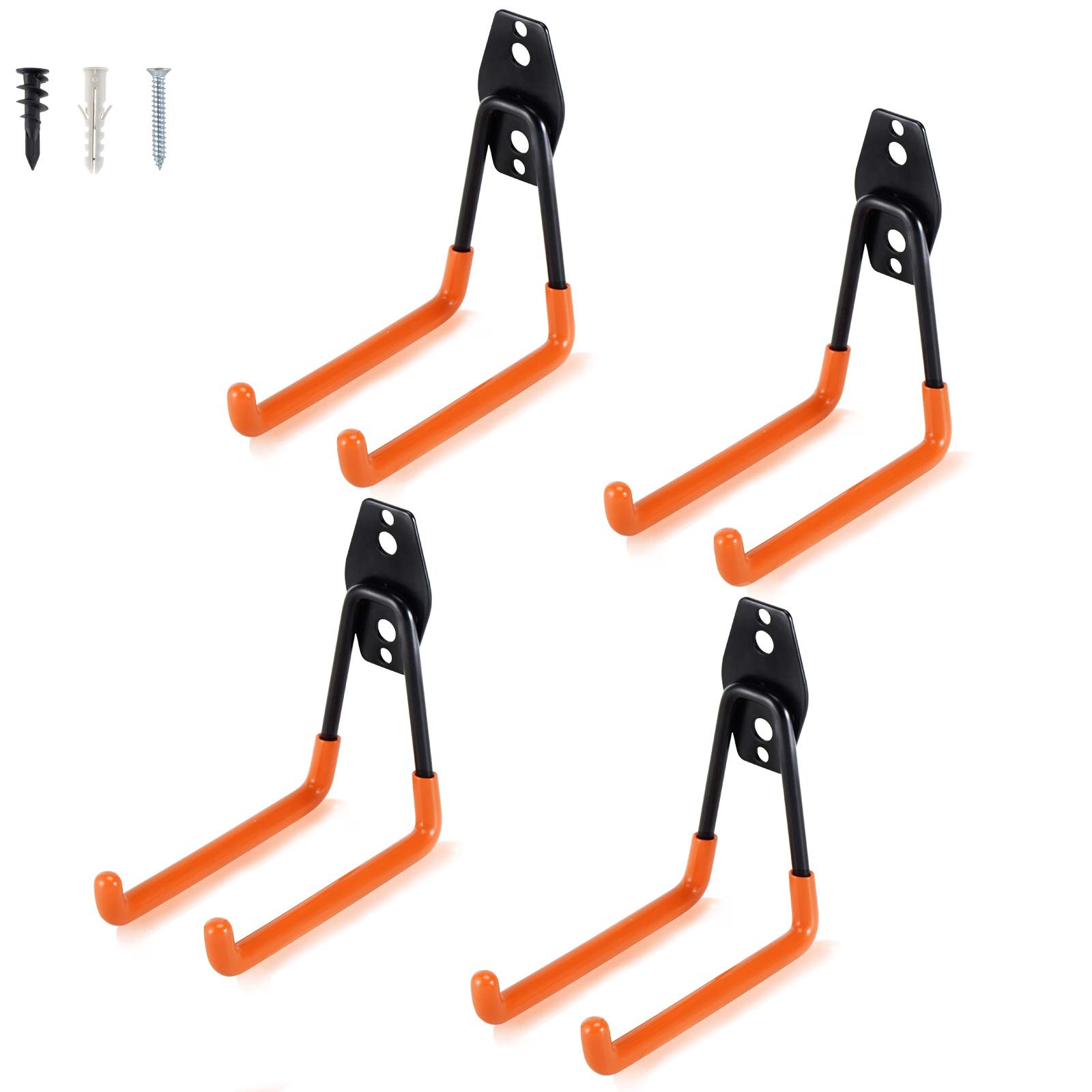 4 Pack Garage Hooks Heavy Duty Steel Wall Mount Medium U Hanger Tool Holder