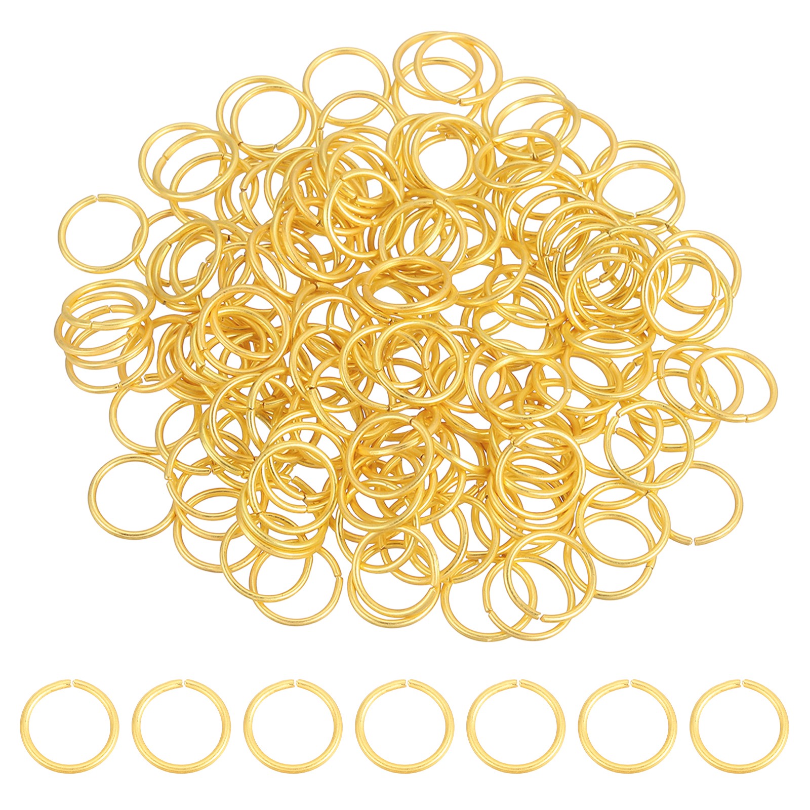 200 Pcs Open Jump Rings, 10mm Split Metal Ring 1mm Thick Connect, Mute Gold