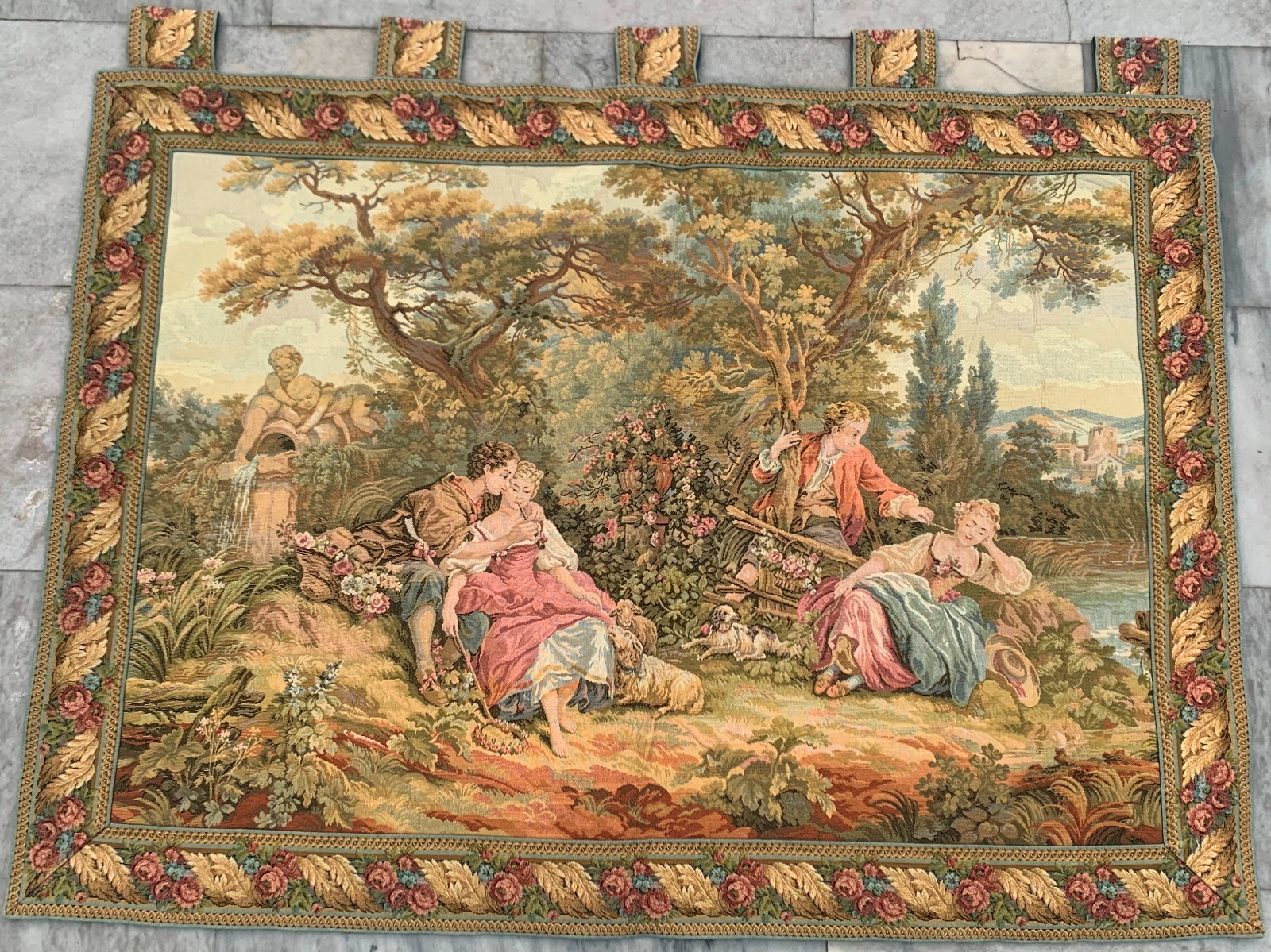 Vintage French Tapestry Medieval Pictorial Wall Decor Tapestry 3x4 ft Free Ship