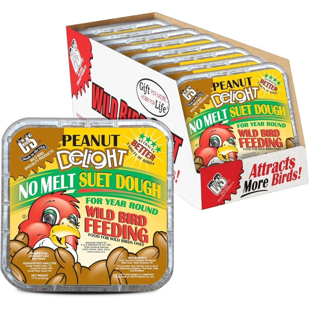 Peanut Delight No Melt Suet Dough Wild Bird Food 11.75 oz 8 Pack for Outdoor